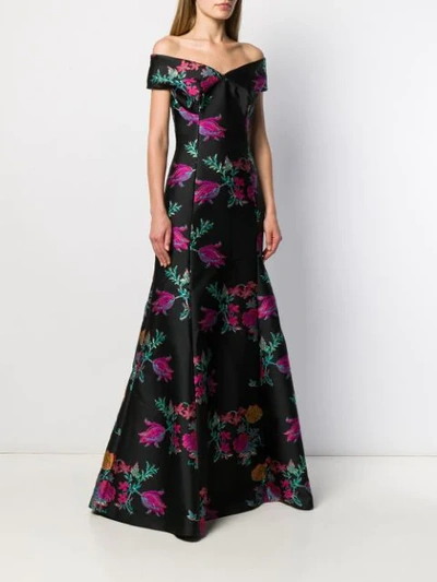 Shop Etro Paneled Floral Gown In Black