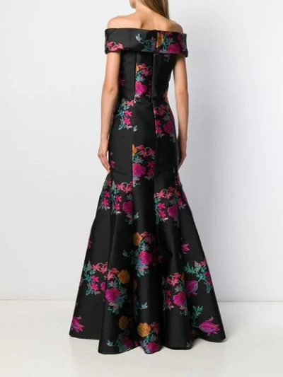 Shop Etro Paneled Floral Gown In Black