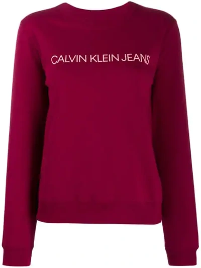 Shop Calvin Klein Logo Print Sweatshirt In Pink