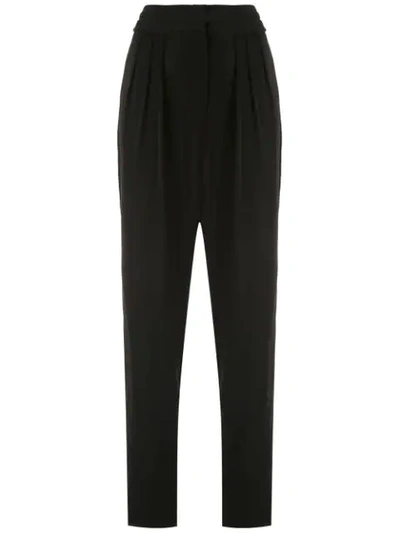 Shop Andrea Marques Pleated Tapered Trousers In Black