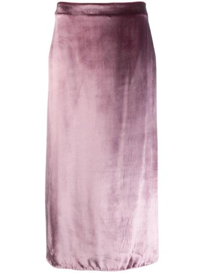 Shop Vince Velvet Midi Skirt In Pink