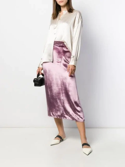 Shop Vince Velvet Midi Skirt In Pink