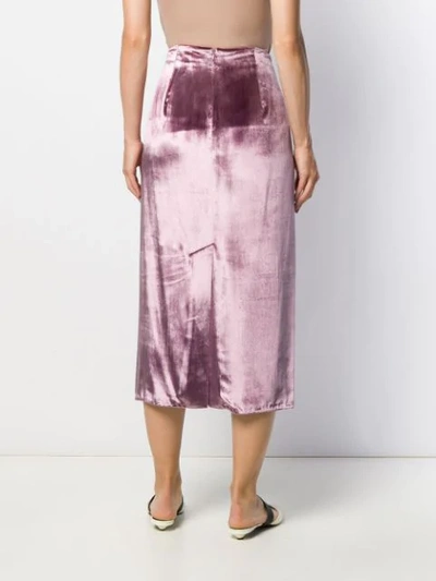 Shop Vince Velvet Midi Skirt In Pink