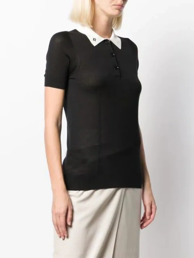 Shop Rochas Knitted Polo Top In Black