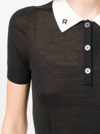 Shop Rochas Knitted Polo Top In Black