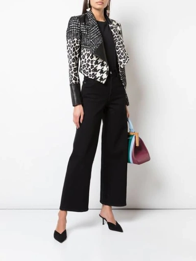 Shop Alice And Olivia Harvey Patchwork Jacket In Black