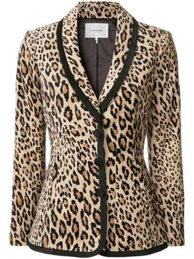 Shop Frame Leopard Print Blazer In Neutrals