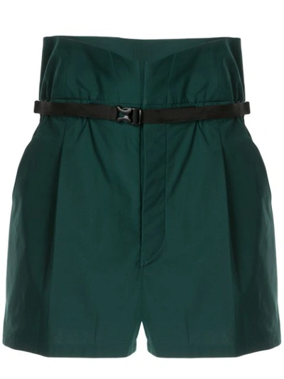Shop Toga High Waist Buckled Shorts In Green