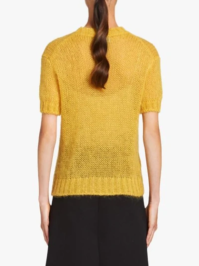 Shop Prada Sheer Knitted Top In F0010 Yellow