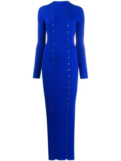 Shop Jacquemus La Robe Maille Knitted Maxi-dress In Blue