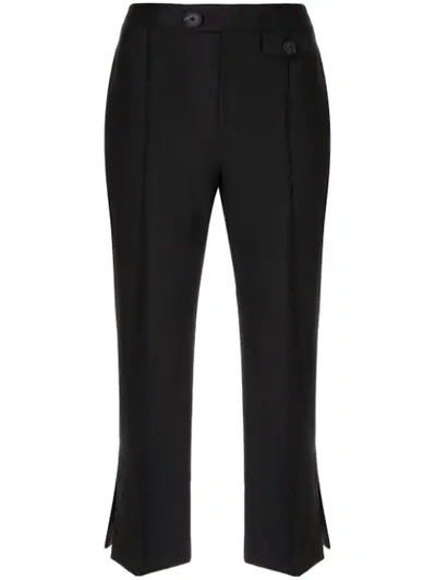 Shop Portspure Side Slits Cropped Trousers In Black