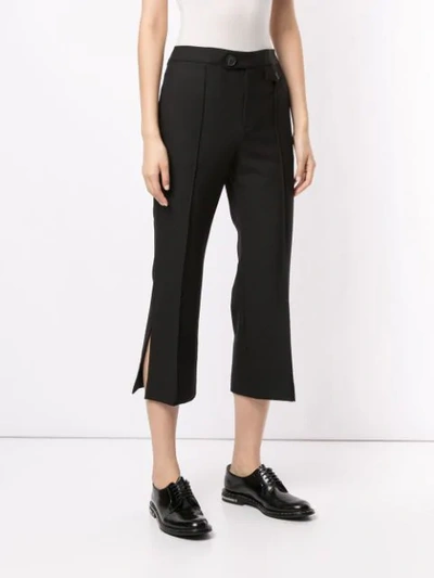 Shop Portspure Side Slits Cropped Trousers In Black