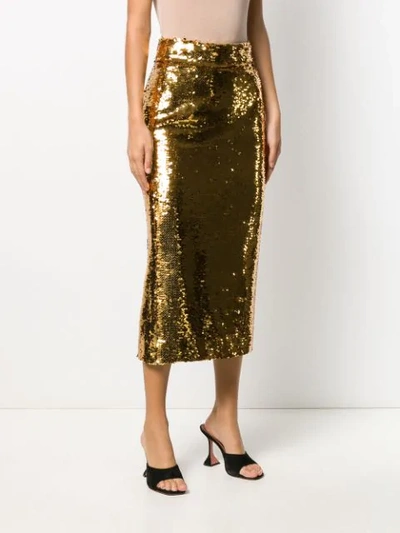 Shop Dolce & Gabbana Sequin-embellished Pencil Skirt In Yellow