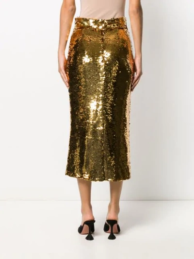 Shop Dolce & Gabbana Sequin-embellished Pencil Skirt In Yellow