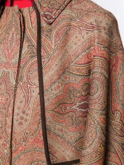 Shop Etro Paisley Print Cape Coat In Brown