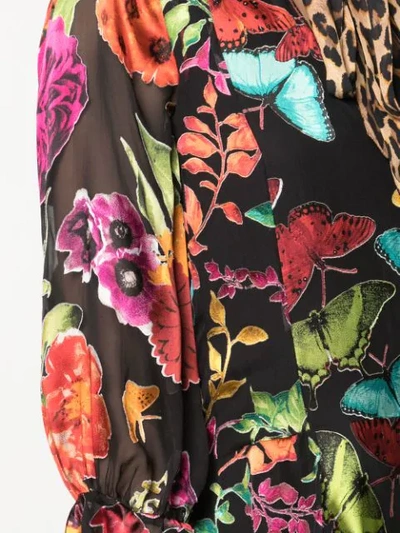 Shop Alice And Olivia Multi-print Tie Neck Dress In Butterflies/combo