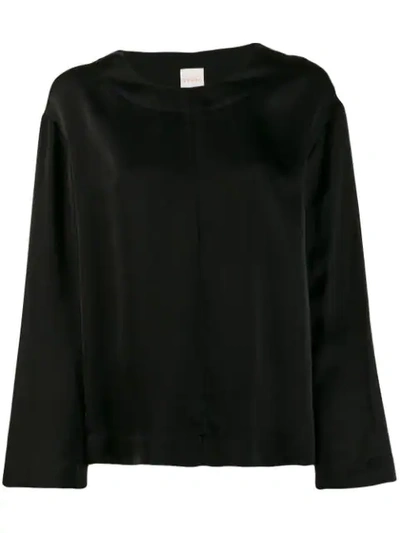 Shop Zanini Loose-fit Satin Blouse In Black