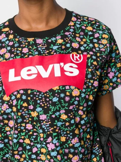 Shop Levi's Logo Floral Print T-shirt In Black