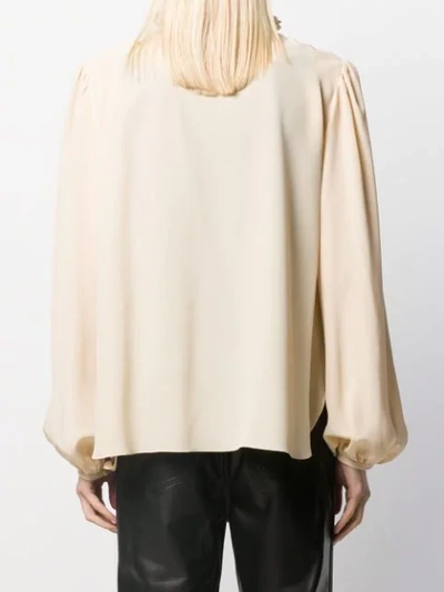 Shop Chloé Embroidered Ruffled Blouse In Neutrals