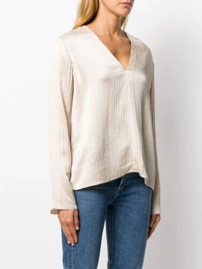 Shop Forte Forte Pleated Long-sleeve Blouse In Neutrals