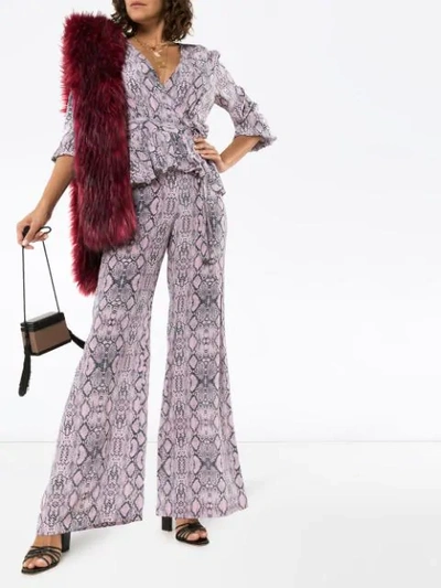 Shop Les Rêveries Snake Print Silk Jumpsuit In Pink