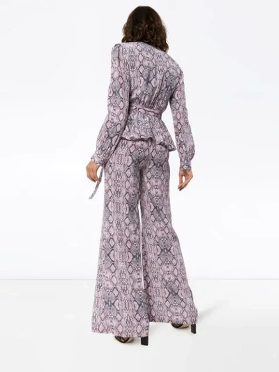 Shop Les Rêveries Snake Print Silk Jumpsuit In Pink