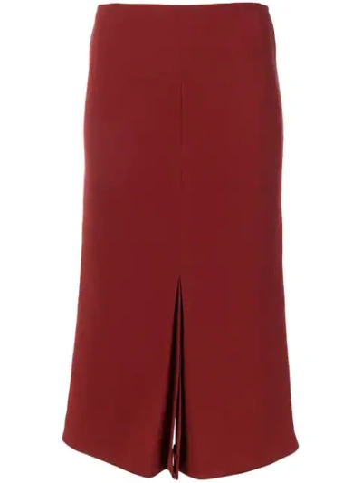 Shop Victoria Beckham Box Pleat Midi Skirt In Red