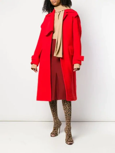 Shop Victoria Beckham Box Pleat Midi Skirt In Red