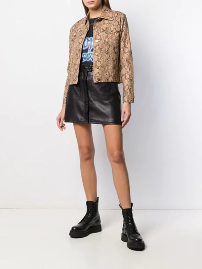 Shop Frame Snakeskin-effect Fitted Jacket In Neutrals