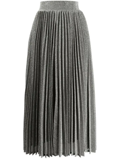 Shop Amuse High-waisted Pleated Skirt In Silver