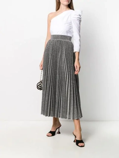 Shop Amuse High-waisted Pleated Skirt In Silver