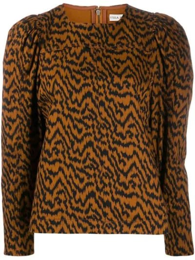 Shop Ulla Johnson Ikat Zebra Print Blouse In Brown