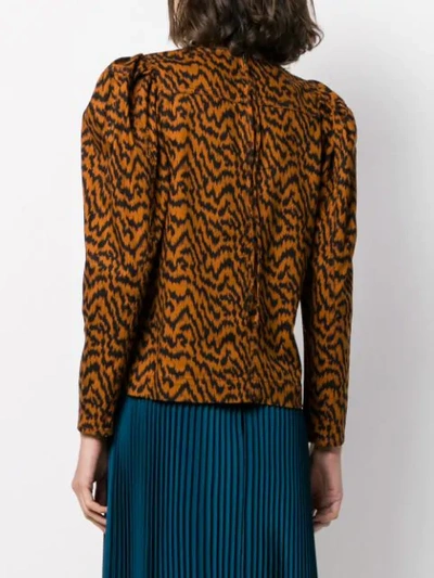 Shop Ulla Johnson Ikat Zebra Print Blouse In Brown