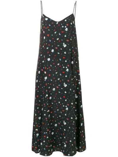 Shop Ganni Floral Flared Midi Dress - Black