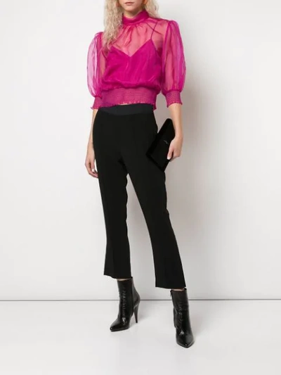 Shop Cinq À Sept Cleo Cropped Blouse In Pink