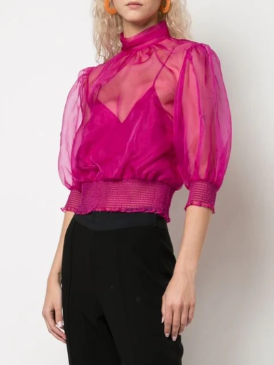Shop Cinq À Sept Cleo Cropped Blouse In Pink