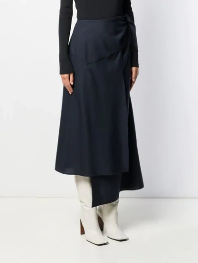 Shop Erika Cavallini Asymmetric Wrap Skirt In Blue