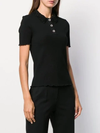 Shop Sandro Lace Collar Ribbed Top In Noir