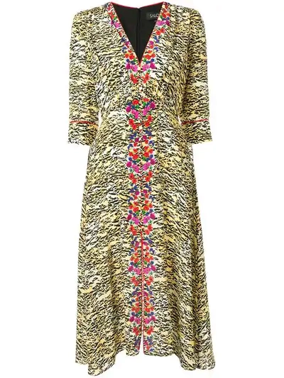 Shop Saloni Eve Dress In Multicolour