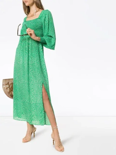 Shop Rixo London Bell Sleeve Dress In Green