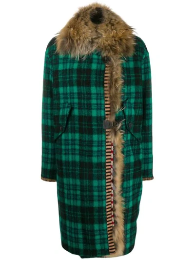 Shop Bazar Deluxe Fur Lined Cocoon Coat In Green