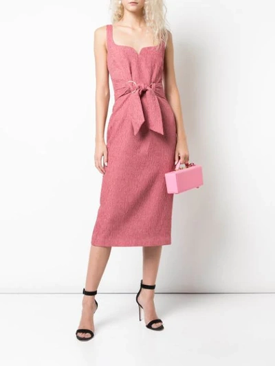 Shop Rebecca Vallance Tie-waist Textured Dress In Pink