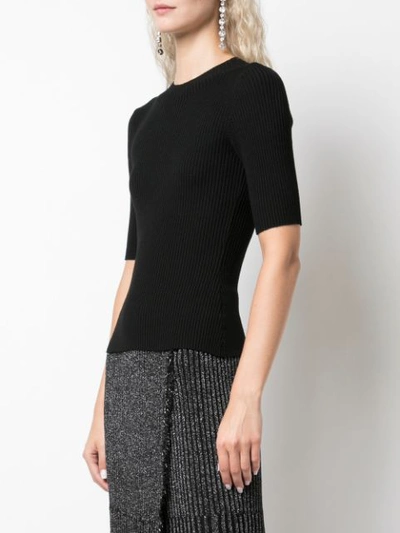 Shop Milly Ribbed Knit Top In Black