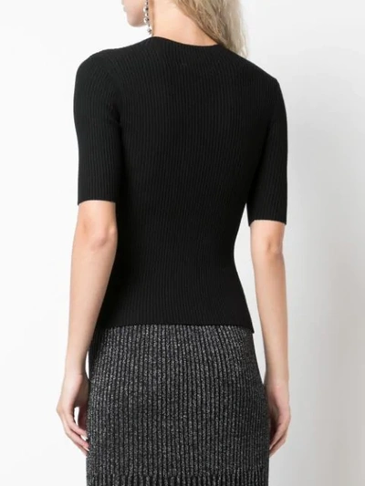 Shop Milly Ribbed Knit Top In Black