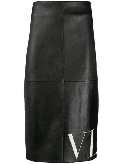 Shop Valentino Vltn Print Pencil Skirt In Black