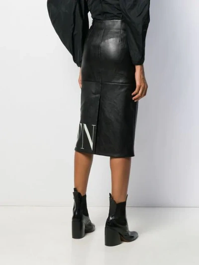 Shop Valentino Vltn Print Pencil Skirt In Black