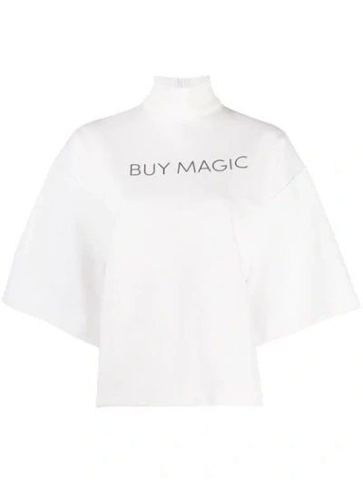 Shop Atu Body Couture Short Sleeved Slogan Blouse In White