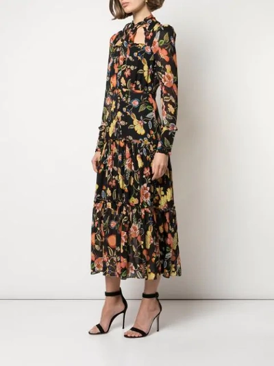 Shop Alexis Sabryna Floral-print Midi Dress In Black