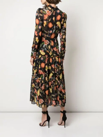 Shop Alexis Sabryna Floral-print Midi Dress In Black