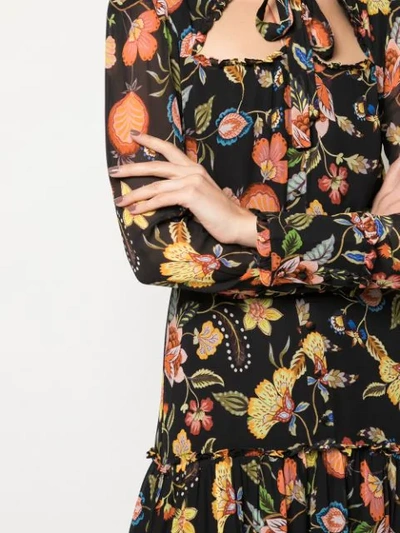 Shop Alexis Sabryna Floral-print Midi Dress In Black